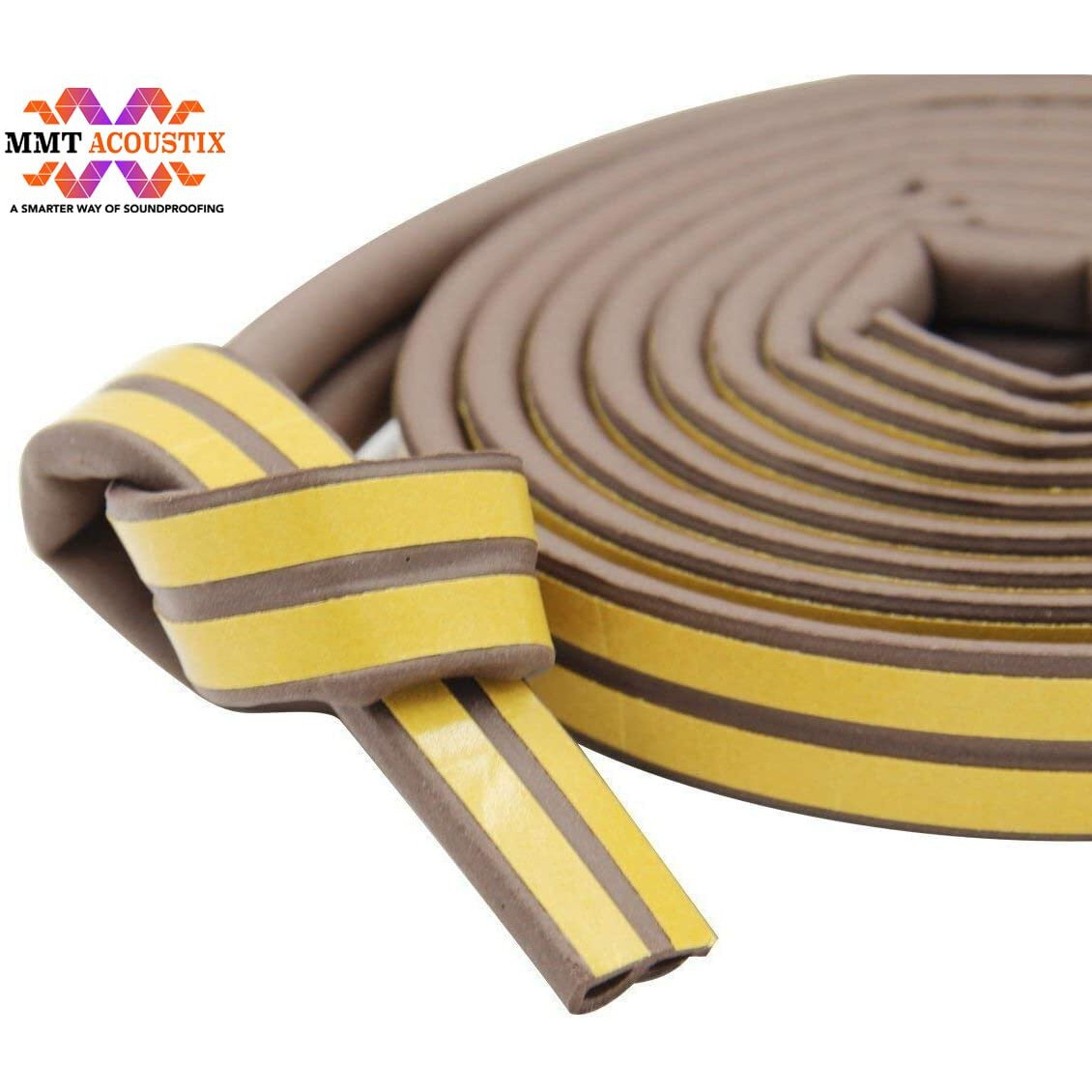 Mmt Acoustix Ethylene Propylene Diene Monomer Rubber Soundproofing, Dust Proof Door/Window Self Adhesive Door Seal (3 Piece, Brown)
