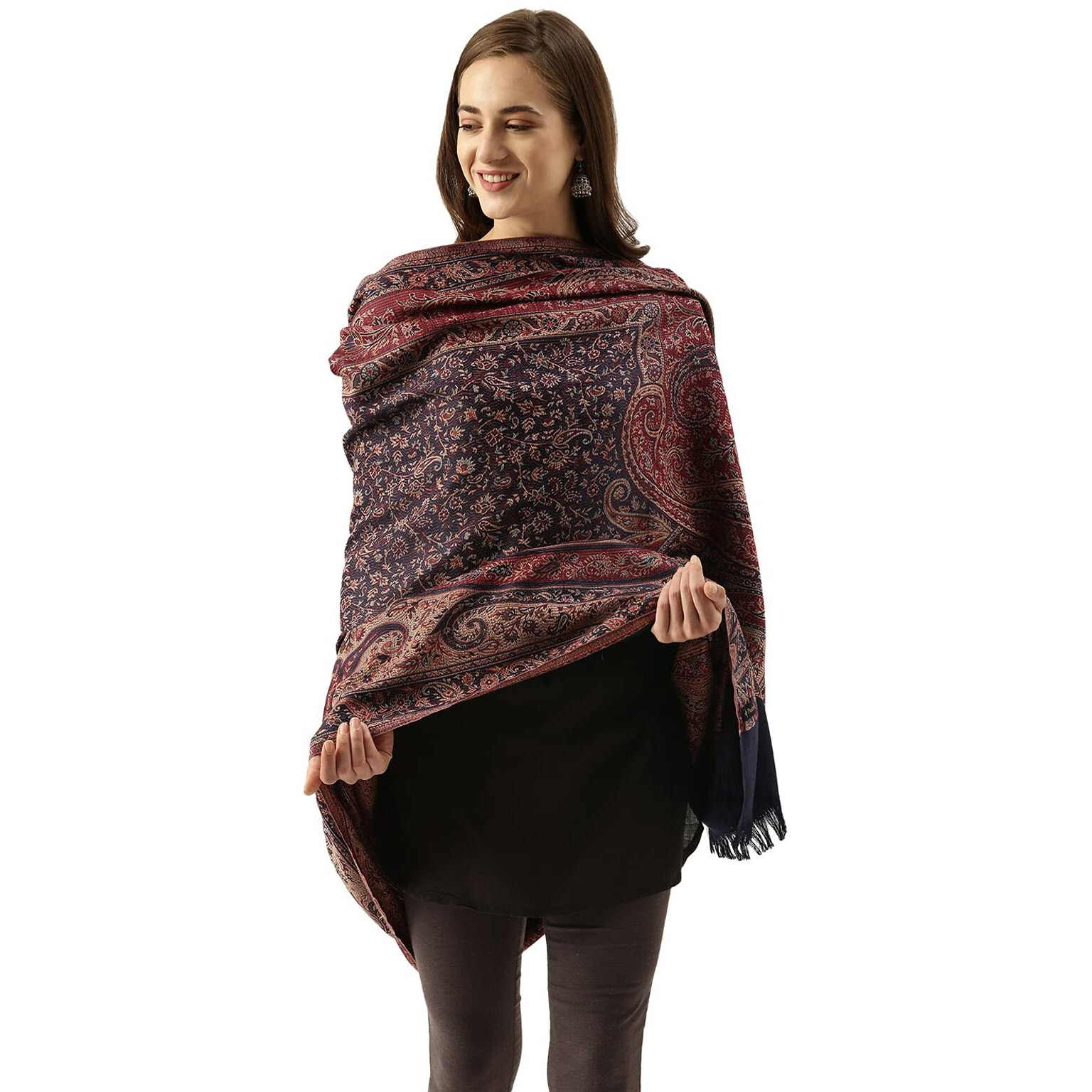 Pashmoda Women Shahnaz Antique Jamawar Shawl (Size 101 X 203 Cm)