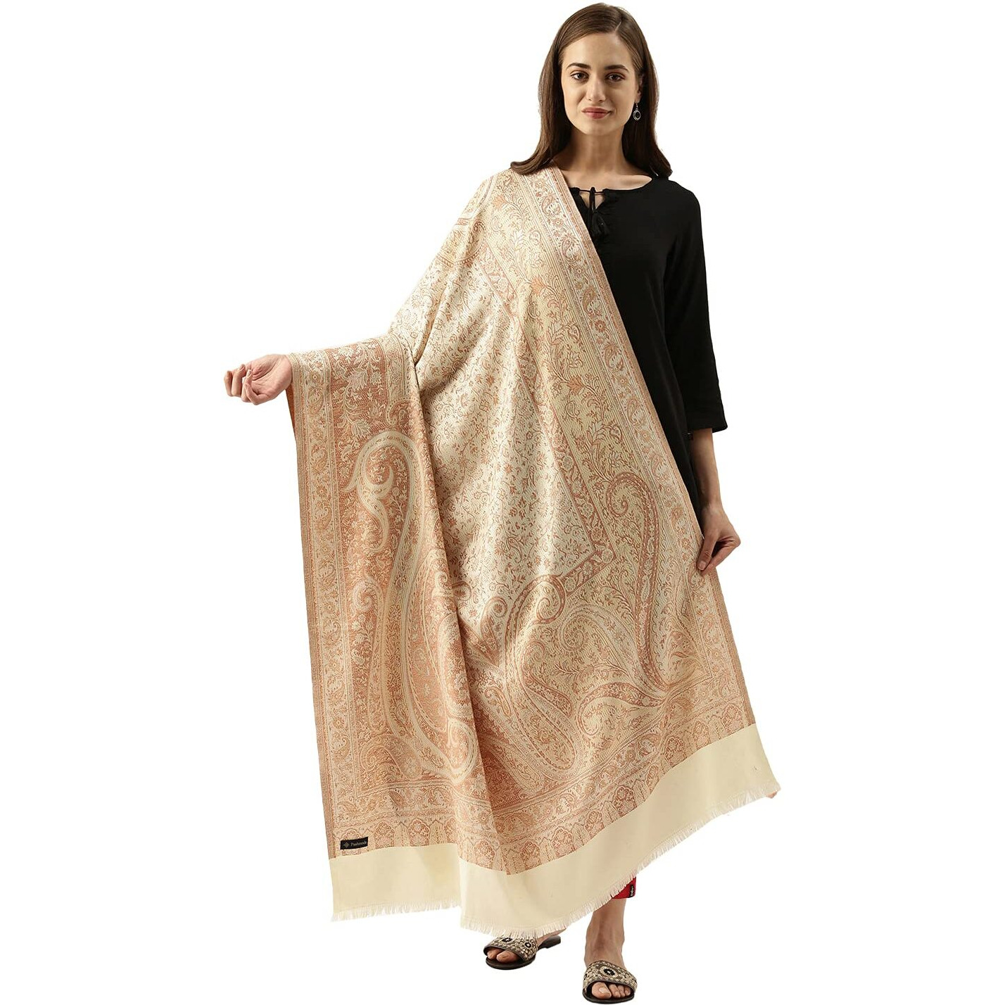 Pashmoda Women Shahnaz Antique Jamawar Shawl (Size 101 X 203 Cm)