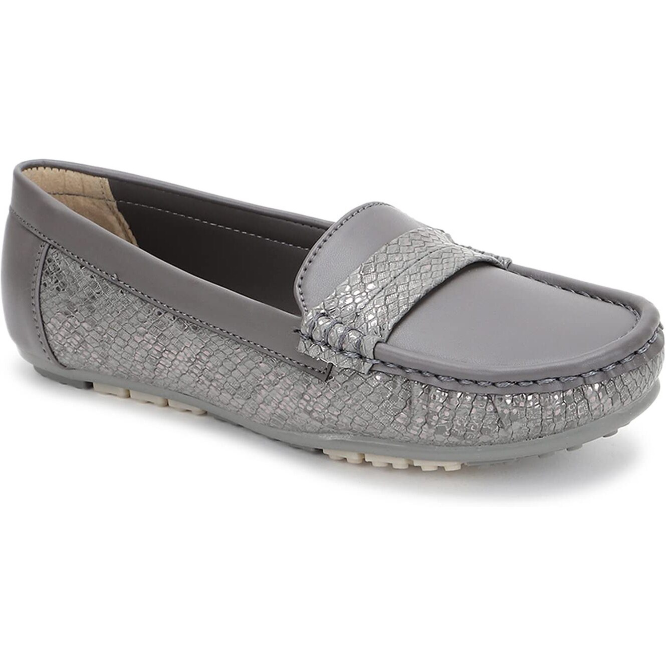 Marc Loire Women Comfortable Slip On Flat Loafer Ballet Casual And Formal Footwear (Dark Grey, 7)