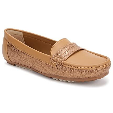Marc Loire Women Comfortable Slip On Flat Loafer Ballet Casual And Formal Footwear (Beige, 4)