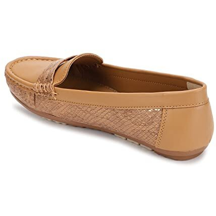 Marc Loire Women Comfortable Slip On Flat Loafer Ballet Casual And Formal Footwear (Beige, 4)