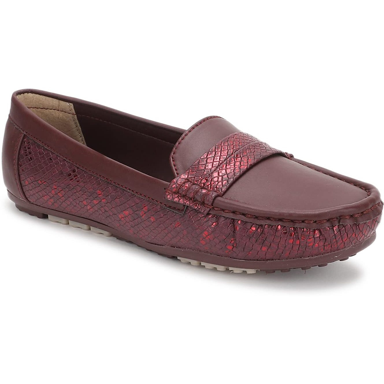 Marc Loire Women Comfortable Slip On Flat Loafer Ballet Casual And Formal Footwear (Burgundy, 6)