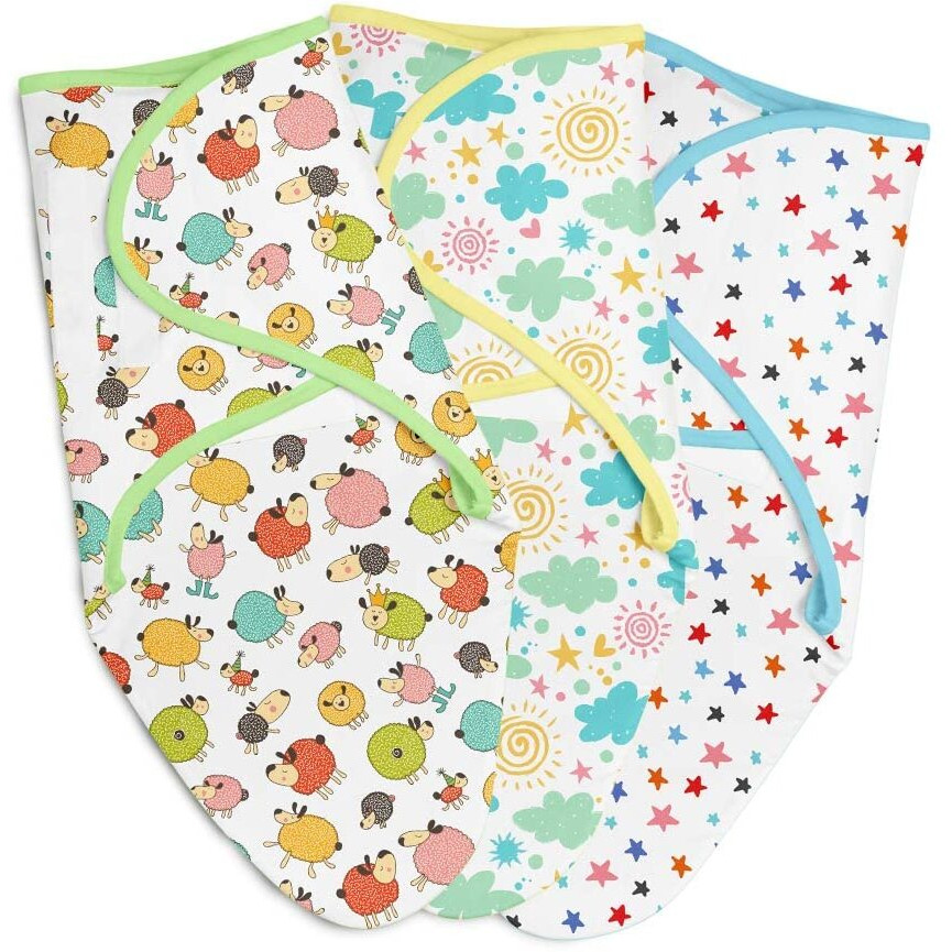 Superbottoms Dry Feel Swaddle Wrap For Newborn | Superdryfeel Layer To Keep Baby Dry | Extra Soft | 100% Cotton | Easy To Wear, Travel-Friendly Wrapper | 0-3 Months, Baby Wrappers | Pack Of 3