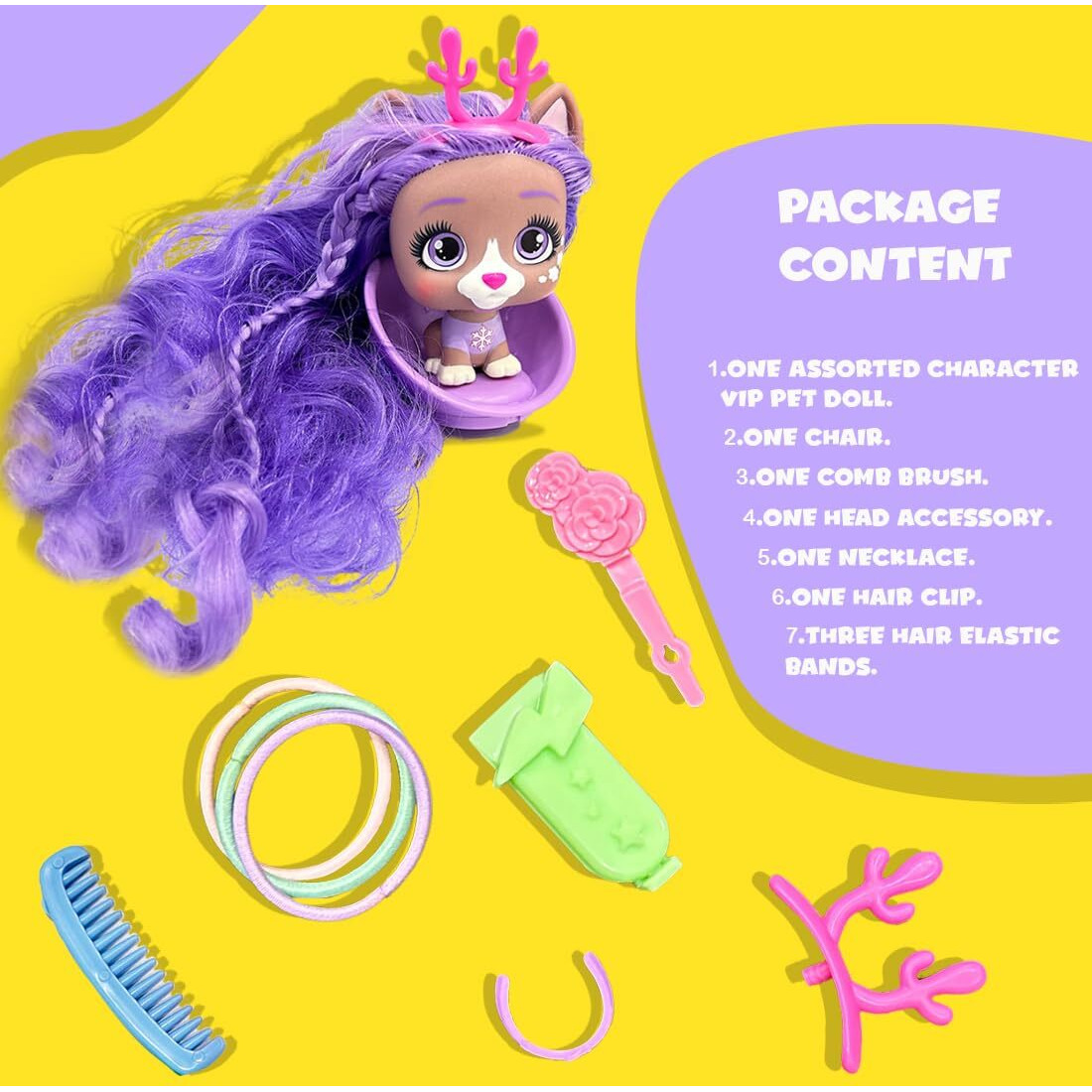 Fratelli I Love Vip Pets Series 1 | New Hair | Let's Dare|- Pups With Long Hair And 9 Accessories Including Styling Chair (Taylor)