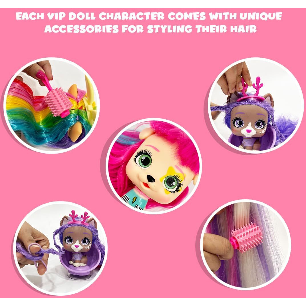 Fratelli I Love Vip Pets Series 1 | New Hair | Let's Dare|- Pups With Long Hair And 9 Accessories Including Styling Chair (Taylor)