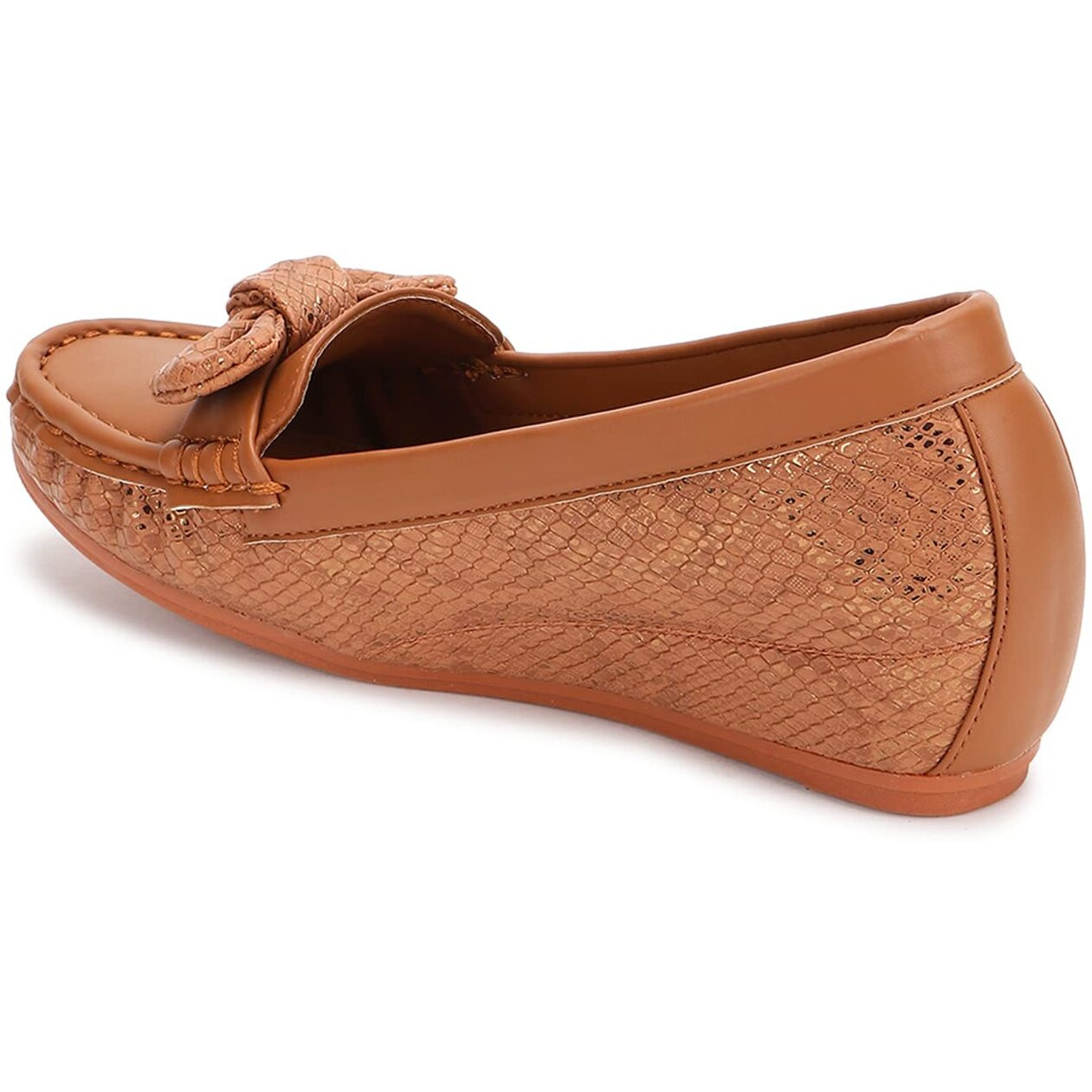 Marc Loire Women Comfortable Metallic Loafer Mules Wedges Casual & Formal Footwear (Tan, 8)