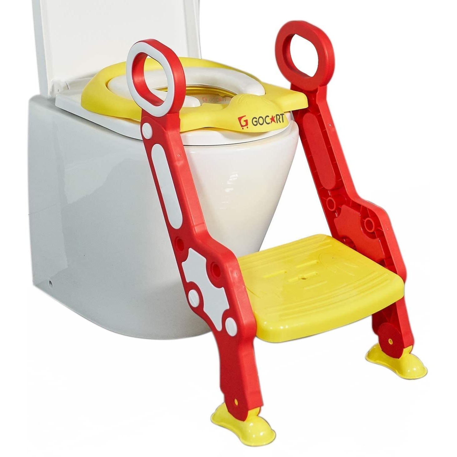 Gocart With G Logo Foldable Baby Potty Trainer Chair Seat With Step Ladder(Red)
