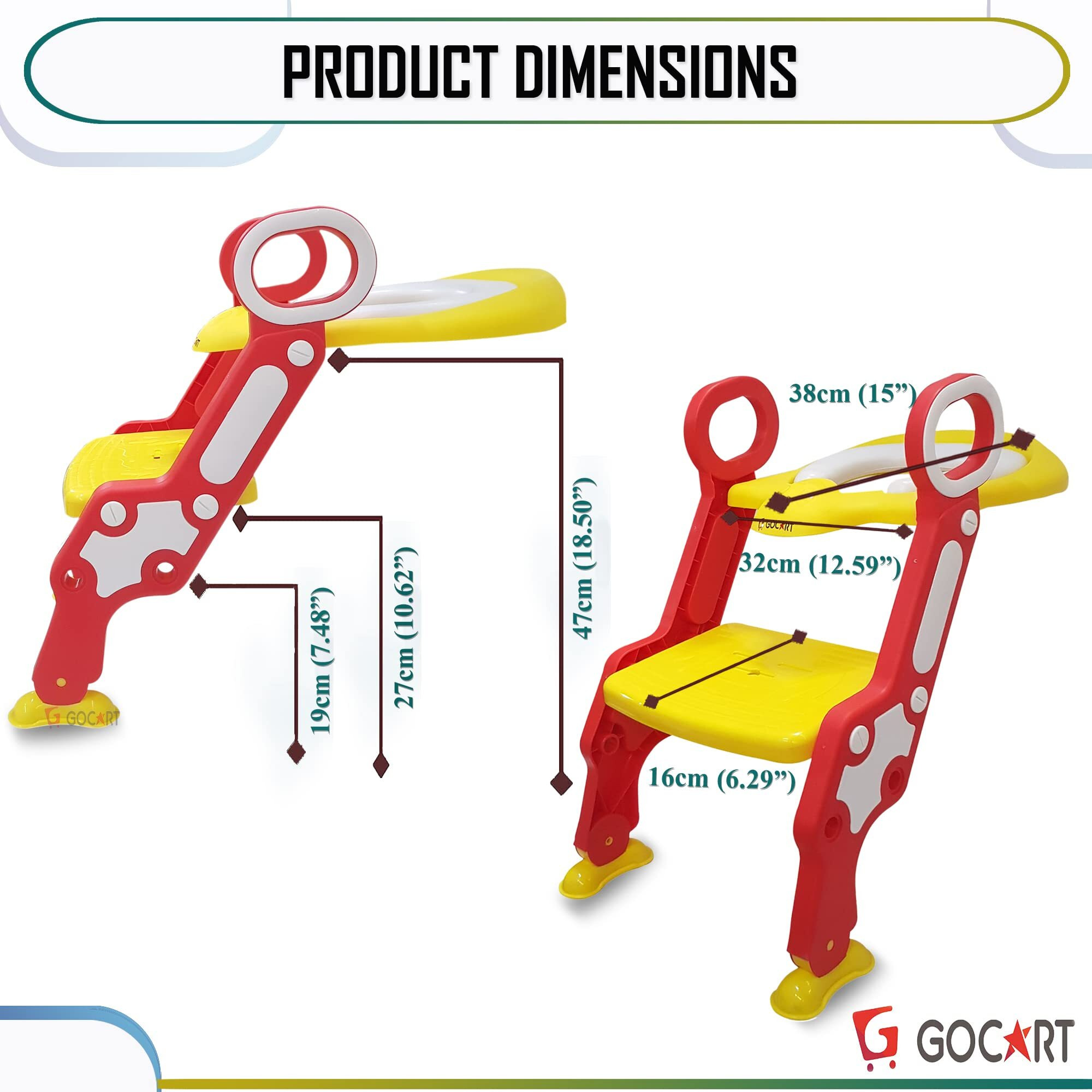 Gocart With G Logo Foldable Baby Potty Trainer Chair Seat With Step Ladder(Red)