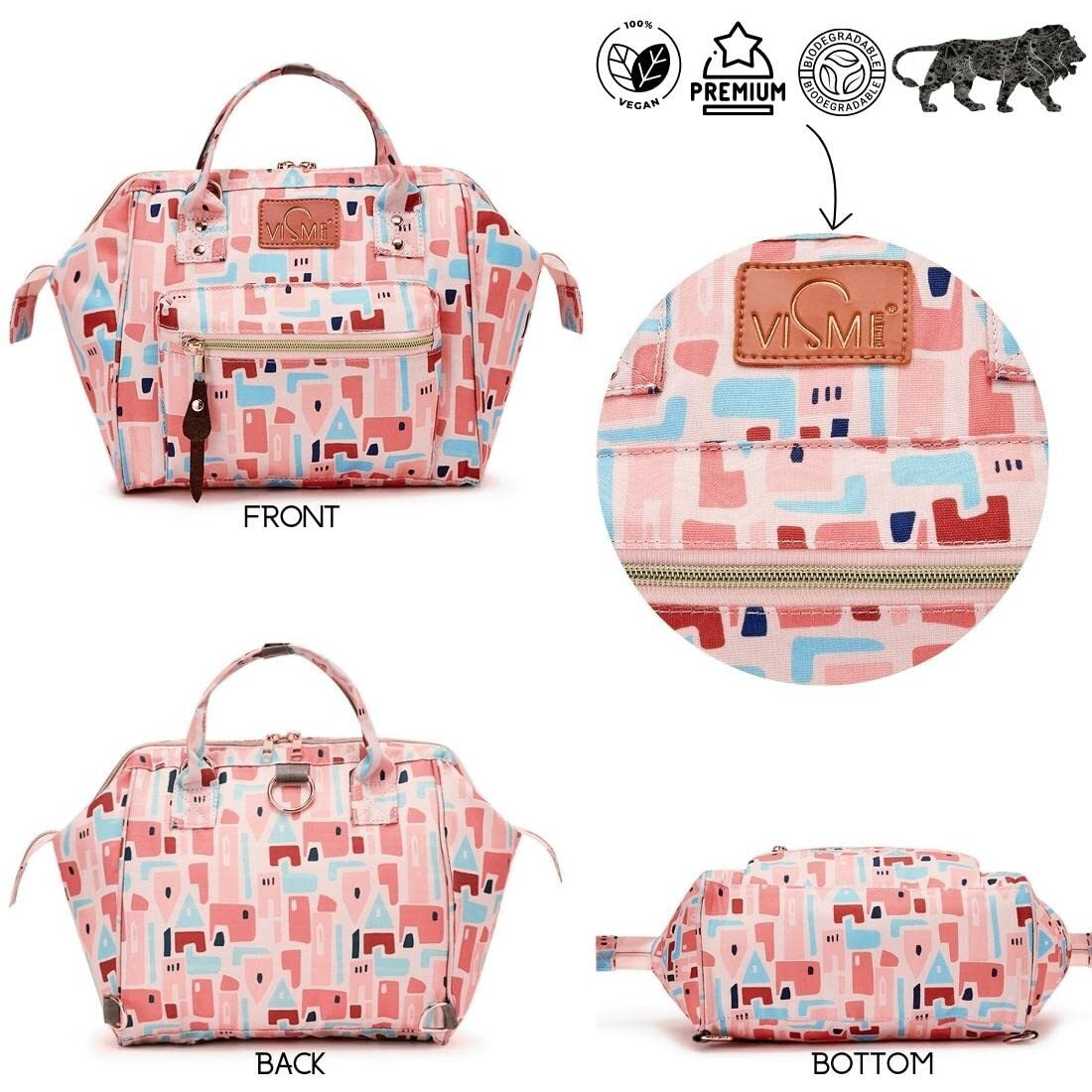 Vismiintrend Mini Diaper Bag Backpack For Mothers For New Born Baby Boy And Girl Products Carry & Travel | Mother, Maternity, Hospital | Gifts For Mom To Be | Customized | Small (Geometric)