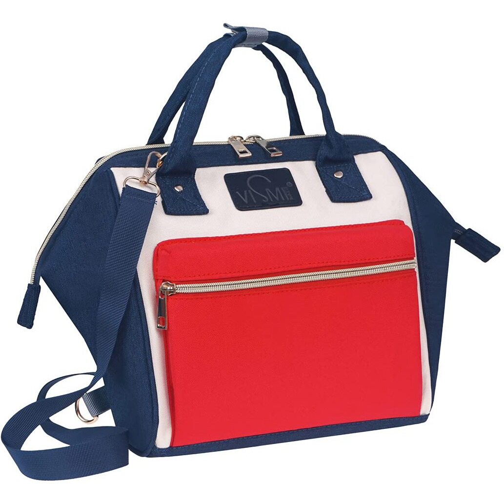 Vismiintrend Mini Diaper Bag Backpack For Mothers For New Born Baby Boy And Girl Products Carry & Travel | Mother, Maternity, Hospital | Gifts For Mom To Be | Customized | Small (Red White)