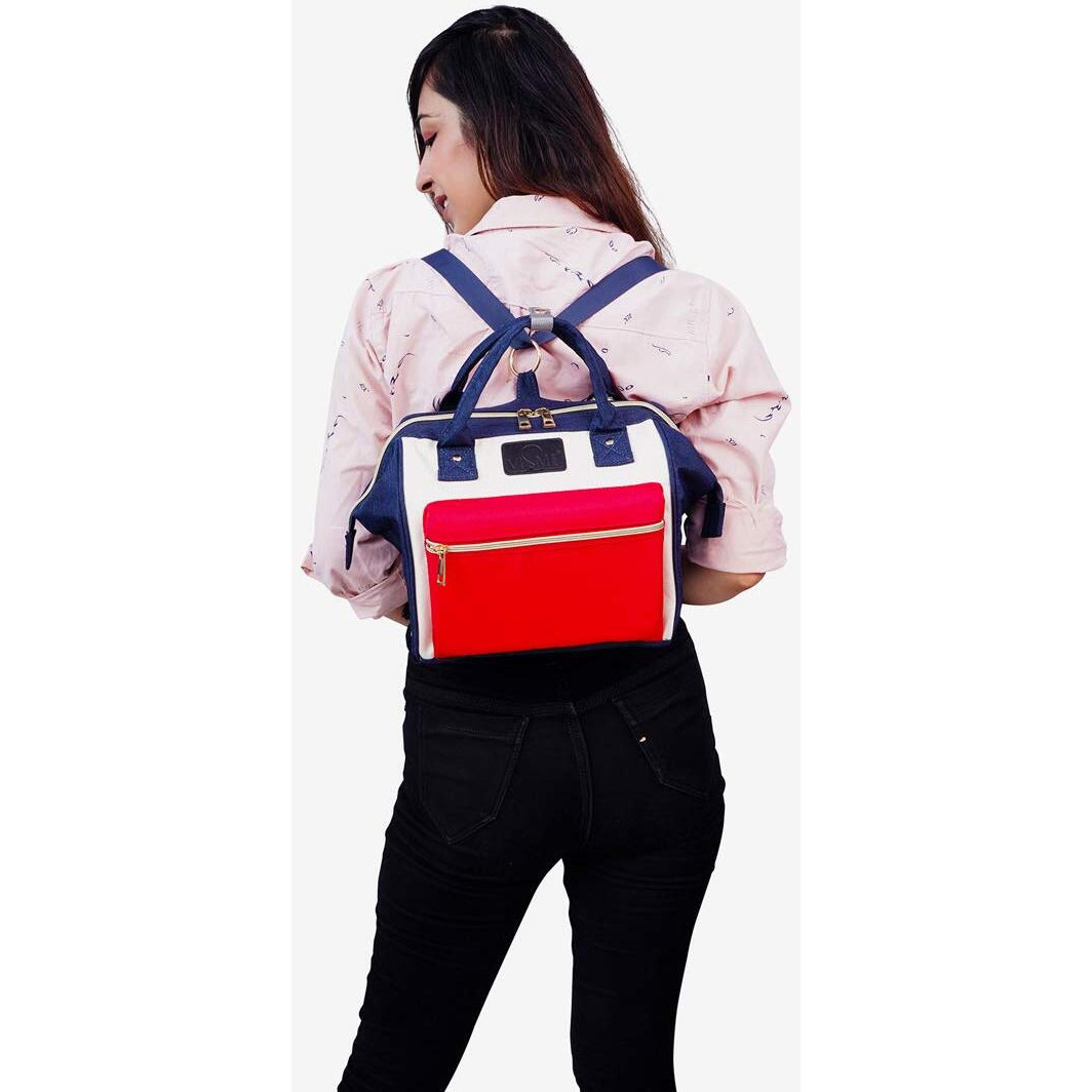 Vismiintrend Mini Diaper Bag Backpack For Mothers For New Born Baby Boy And Girl Products Carry & Travel | Mother, Maternity, Hospital | Gifts For Mom To Be | Customized | Small (Red White)