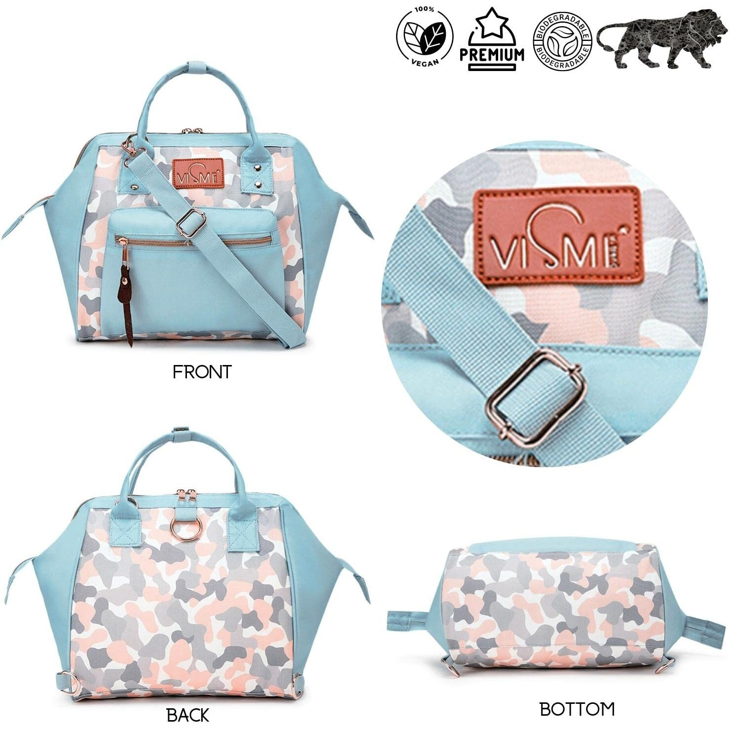 Vismiintrend Unisex-Child Customized Mini Diaper Bag For Baby | Mothers Handbag | Nappy Tote Bag | Backpack | Stylish | Travel | Daypack | Gifts For New Moms | Maternity | Hospital (Camo Green)