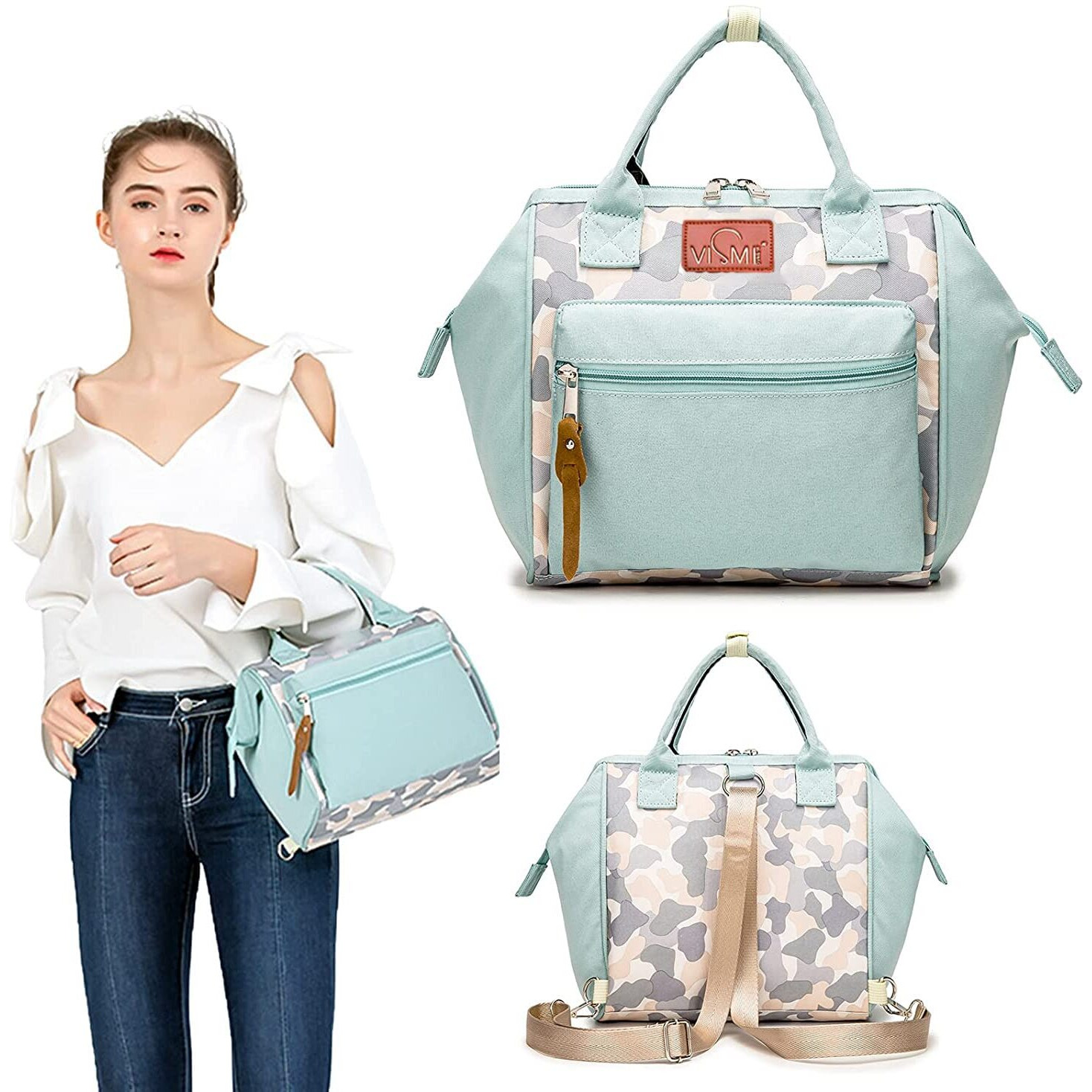 Vismiintrend Mini Diaper Bag Backpack For Mothers For New Born Baby Boy And Girl Products Carry & Travel | Mother, Maternity, Hospital | Gifts For Mom To Be | Small (Camouflage)