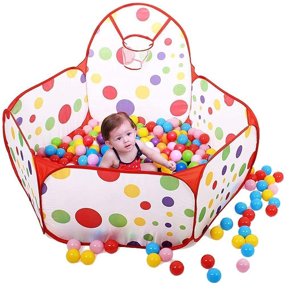 MagicwandLarge Polka Pool 100 Balls Polyester Multi-Colored Ball Pool For Kids With 100 BallsMade In India