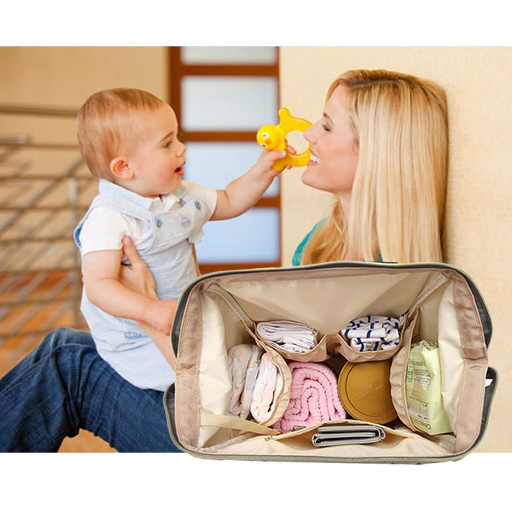 House Of Quirk Baby Diaper Bag Maternity Backpack (Red/Beige)