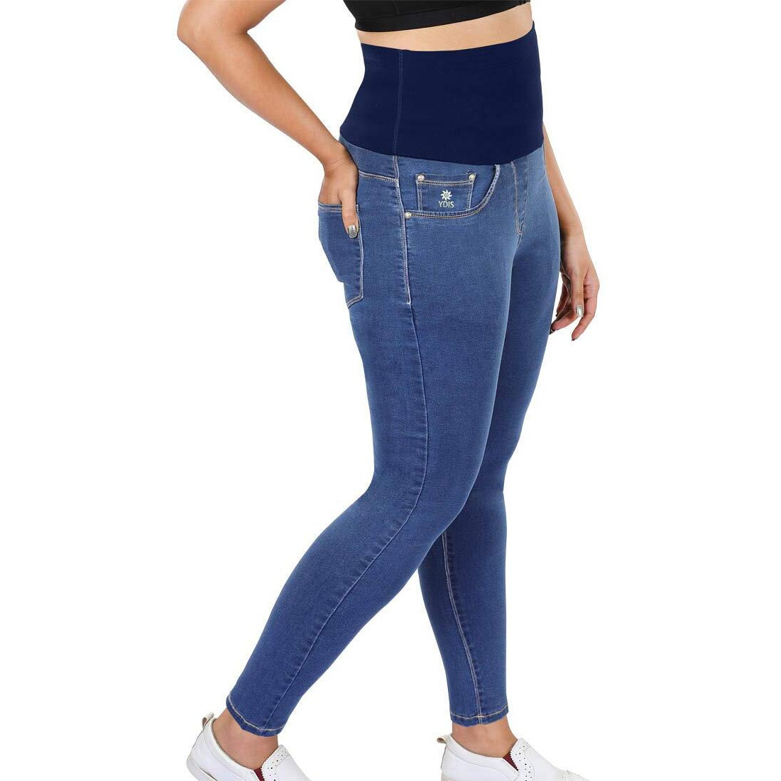 Dermawear Women Stretchable High Waist Regular Fit Shapewear Denim Jeans (Sd-1202-Cobalt Blue_40)