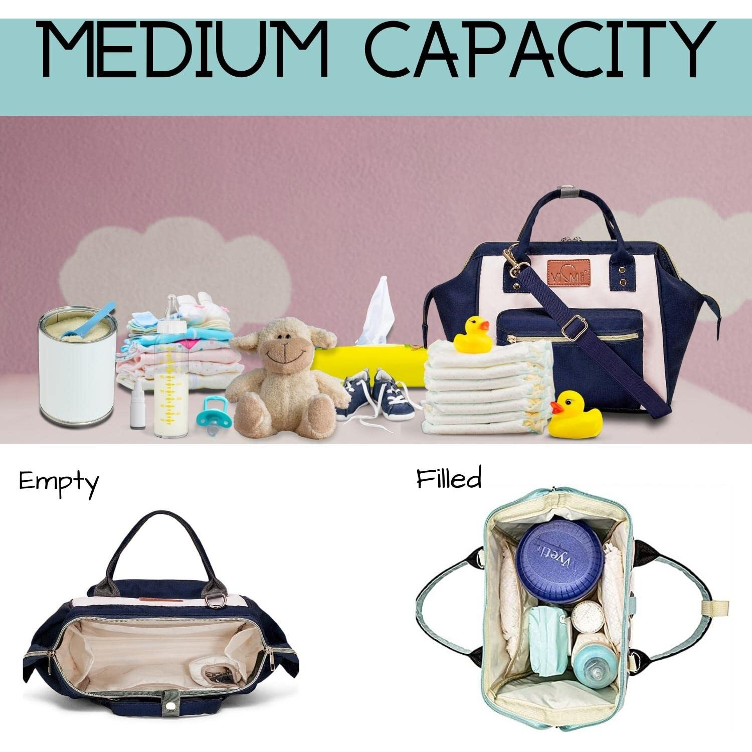 Vismiintrend Mini Diaper Bag Backpack For Mothers For New Born Baby Boy And Girl Products Carry & Travel | Mother, Maternity, Hospital | Gifts For Mom To Be | Small (Blue White)