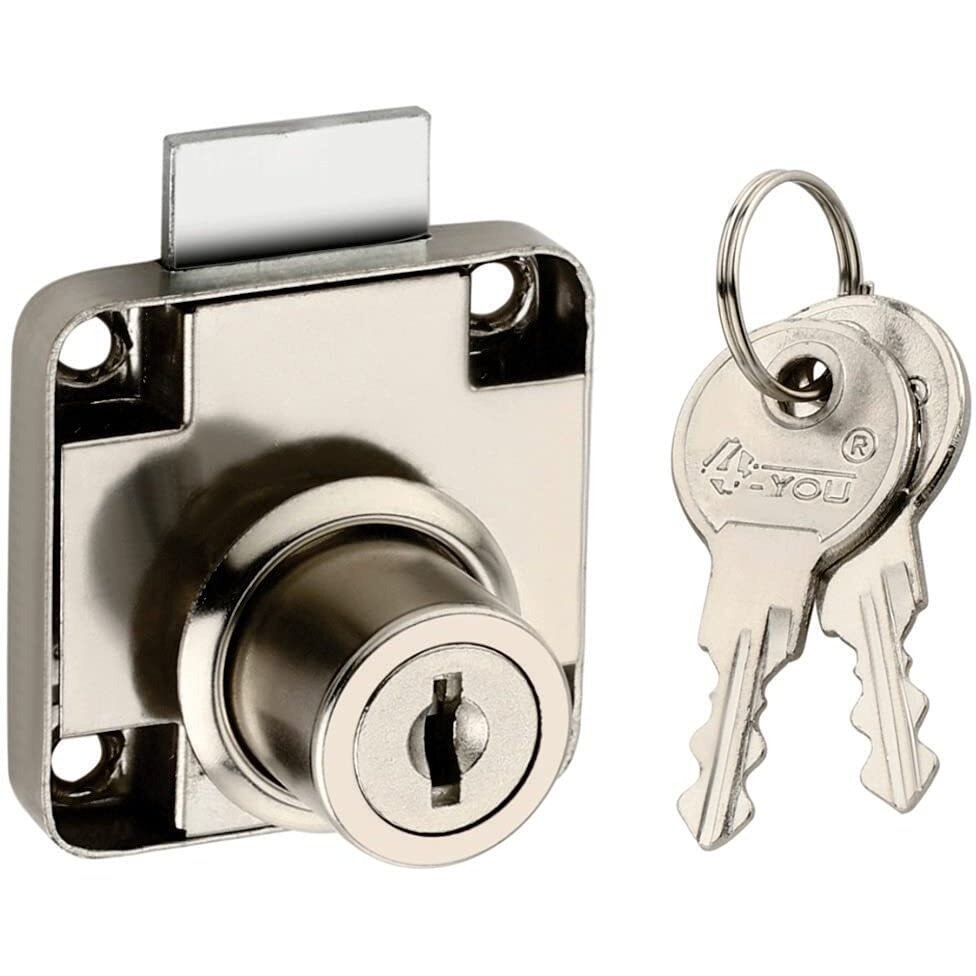 4-You Steel Hq 261 Multipurpose Drawer Lock With 2 Reversible Key (22 Mm, Silver Pack Of 24) For All The Drawer Of House Office Shops Gate Shutter