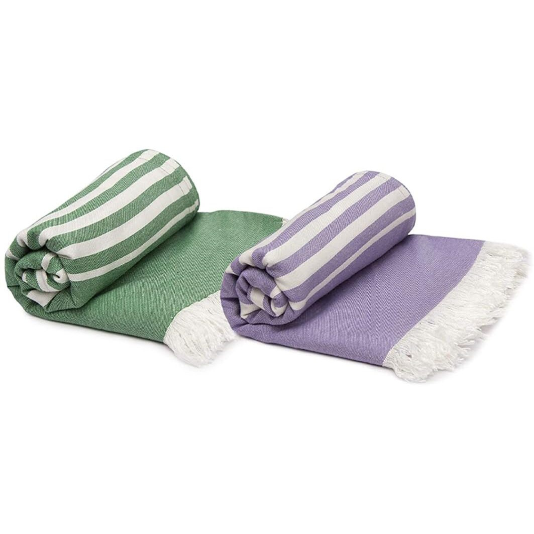 Mush 100% Bamboo Large Bath Towel | Ultra Soft, Absorbent, Light Weight, & Quick Dry Towel For Bath, Travel, Gym, Beach, Pool, And Yoga | 75 X 150 Cms (Pack Of 2, Lavender & Dk. Green), 250 Tc