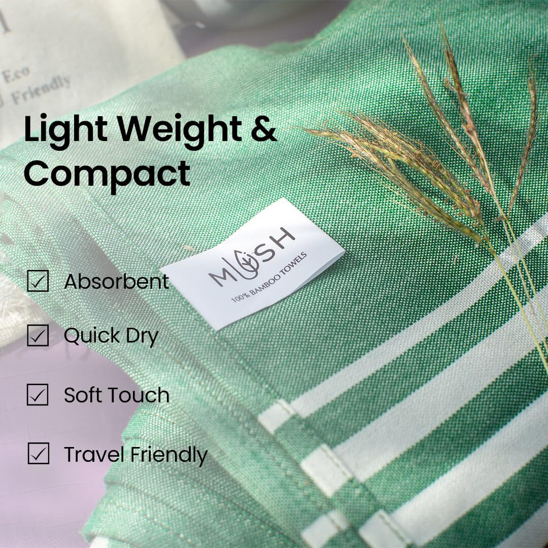 Mush 100% Bamboo Large Bath Towel | Ultra Soft, Absorbent, Light Weight, & Quick Dry Towel For Bath, Travel, Gym, Beach, Pool, And Yoga | 75 X 150 Cms (Pack Of 2, Lavender & Dk. Green), 250 Tc