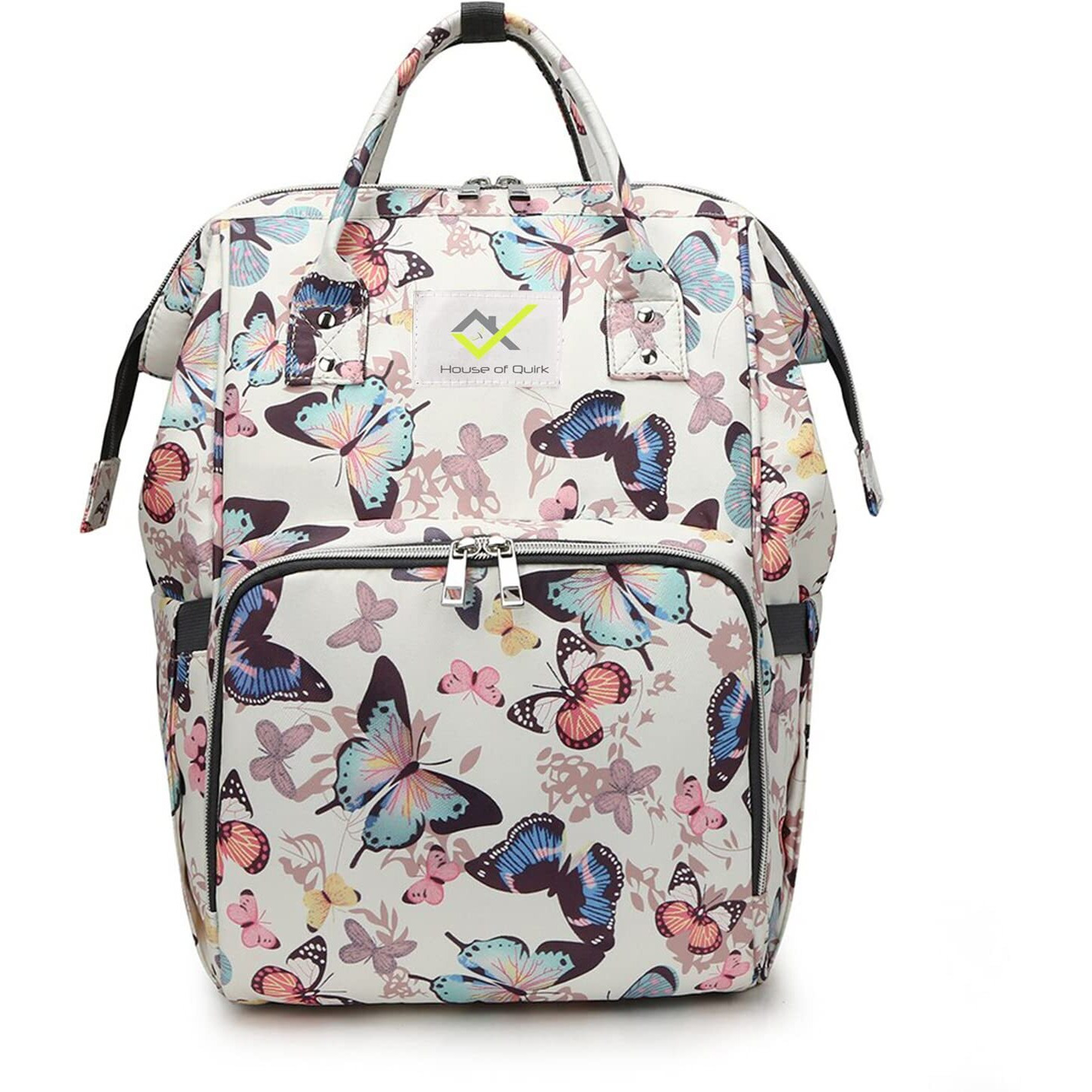 House Of Quirk Baby Diaper Bag Maternity Backpack (White Butterfly)
