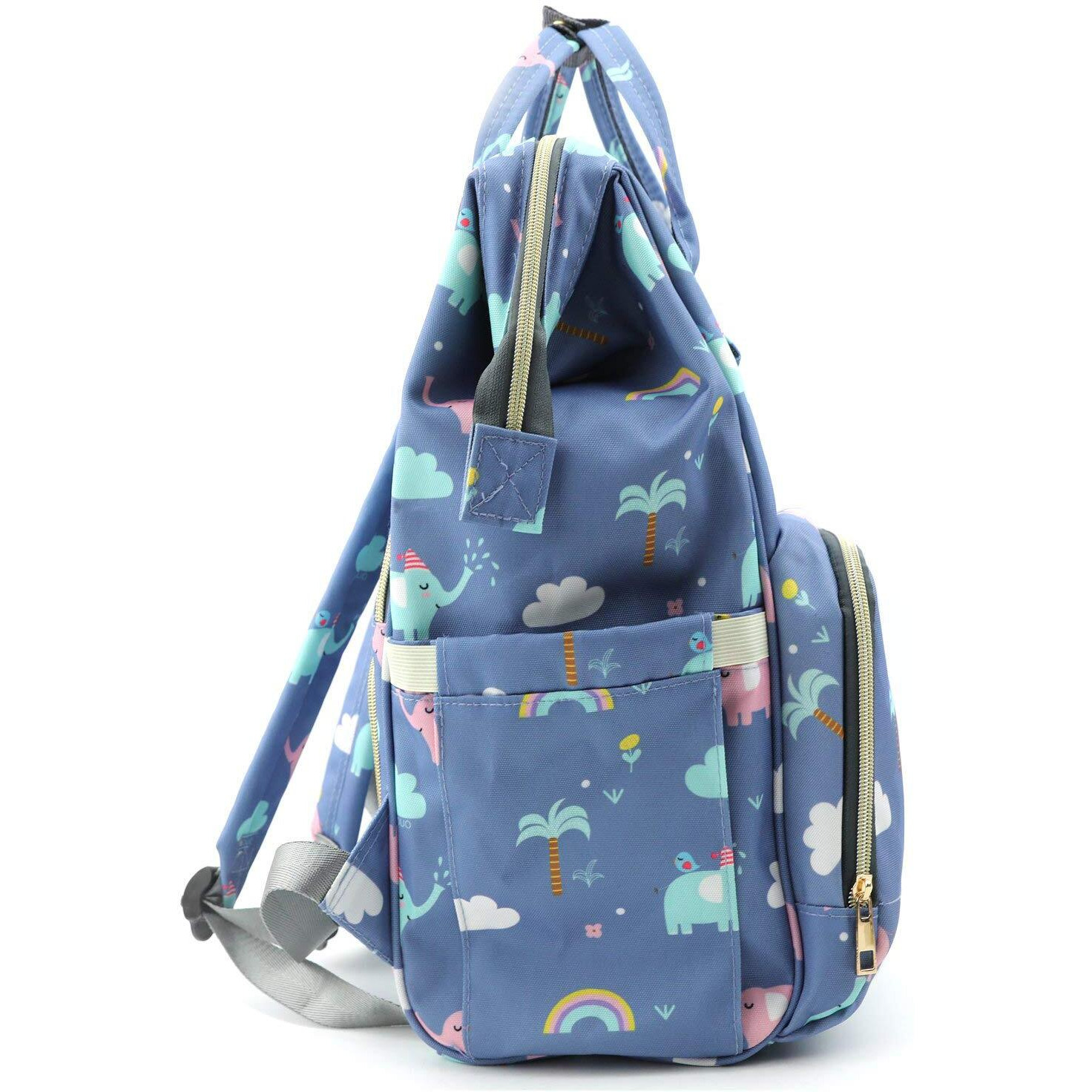 House Of Quirk Baby Diaper Bag Maternity Backpack (Blue Elephant Printed)