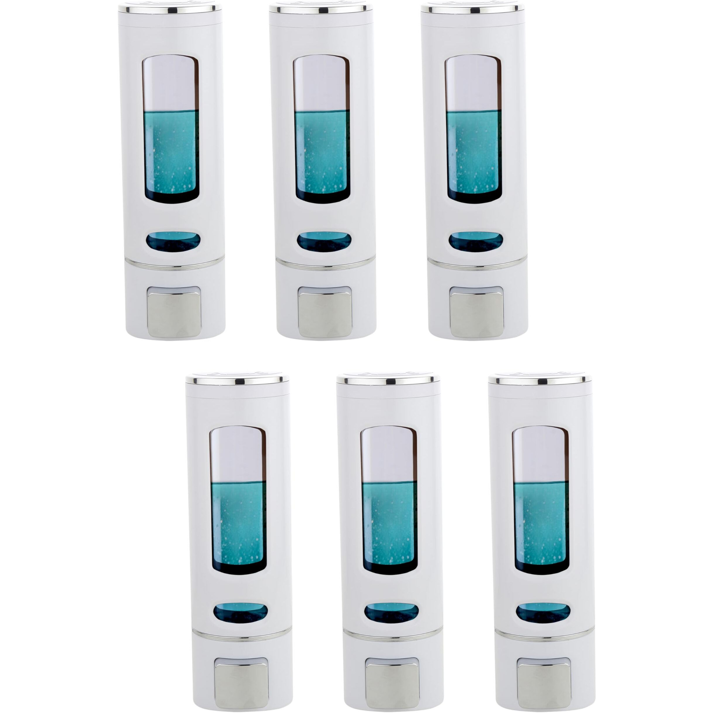 Bath Guru Abs Plastic Wall Mounted Soap Shampoo Conditioner Hand Wash Gel Dispenser Liquid Soap Sanitizer Dispenser For Bathroom Basin Kitchen Sink 400Ml Pack Of 6 White