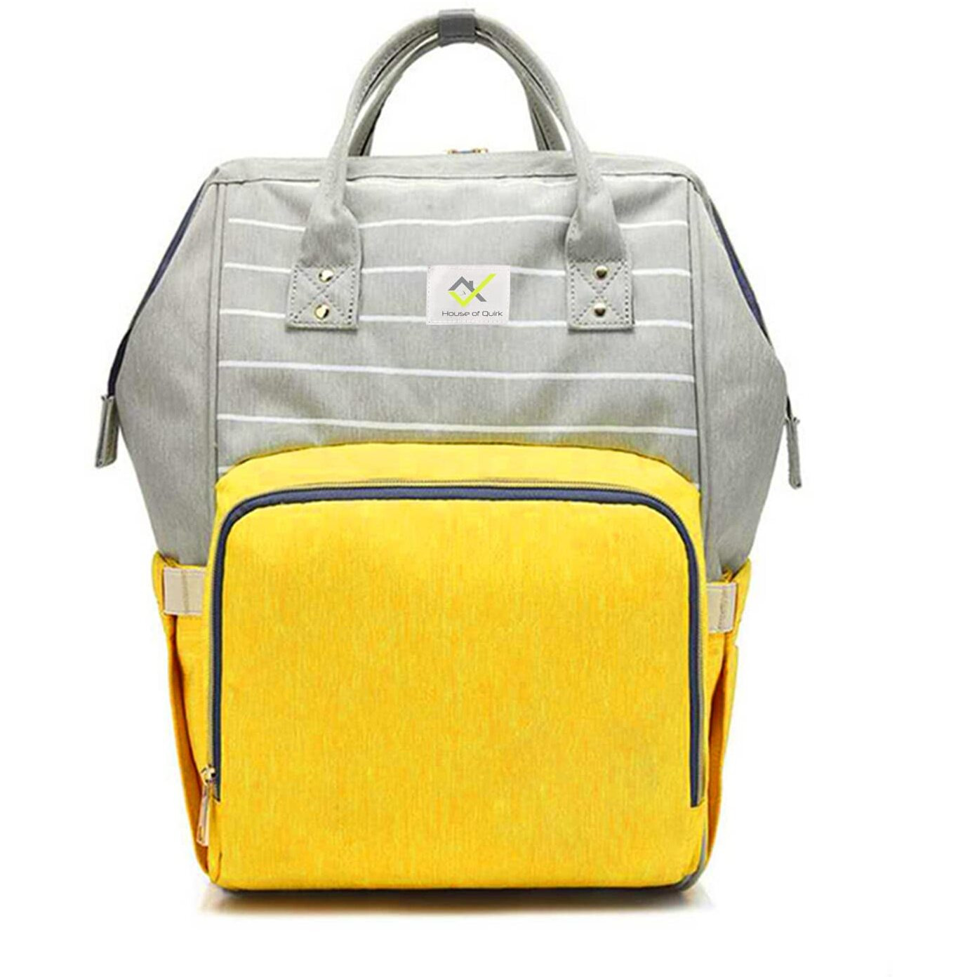 House Of Quirk Baby Diaper Bag Maternity Backpack (Yellow Stripe)