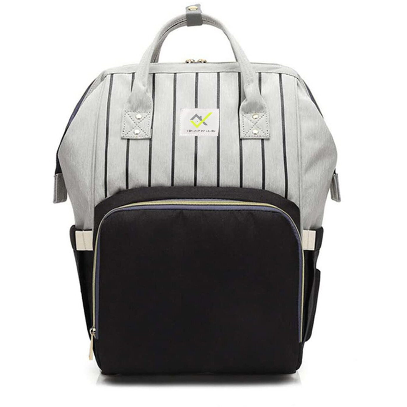 House Of Quirk Baby Diaper Bag Maternity Backpack (Black Stripe)