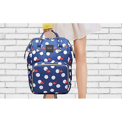 House Of Quirk Baby Diaper Bag Maternity Backpack (Dark Blue Flamingo)