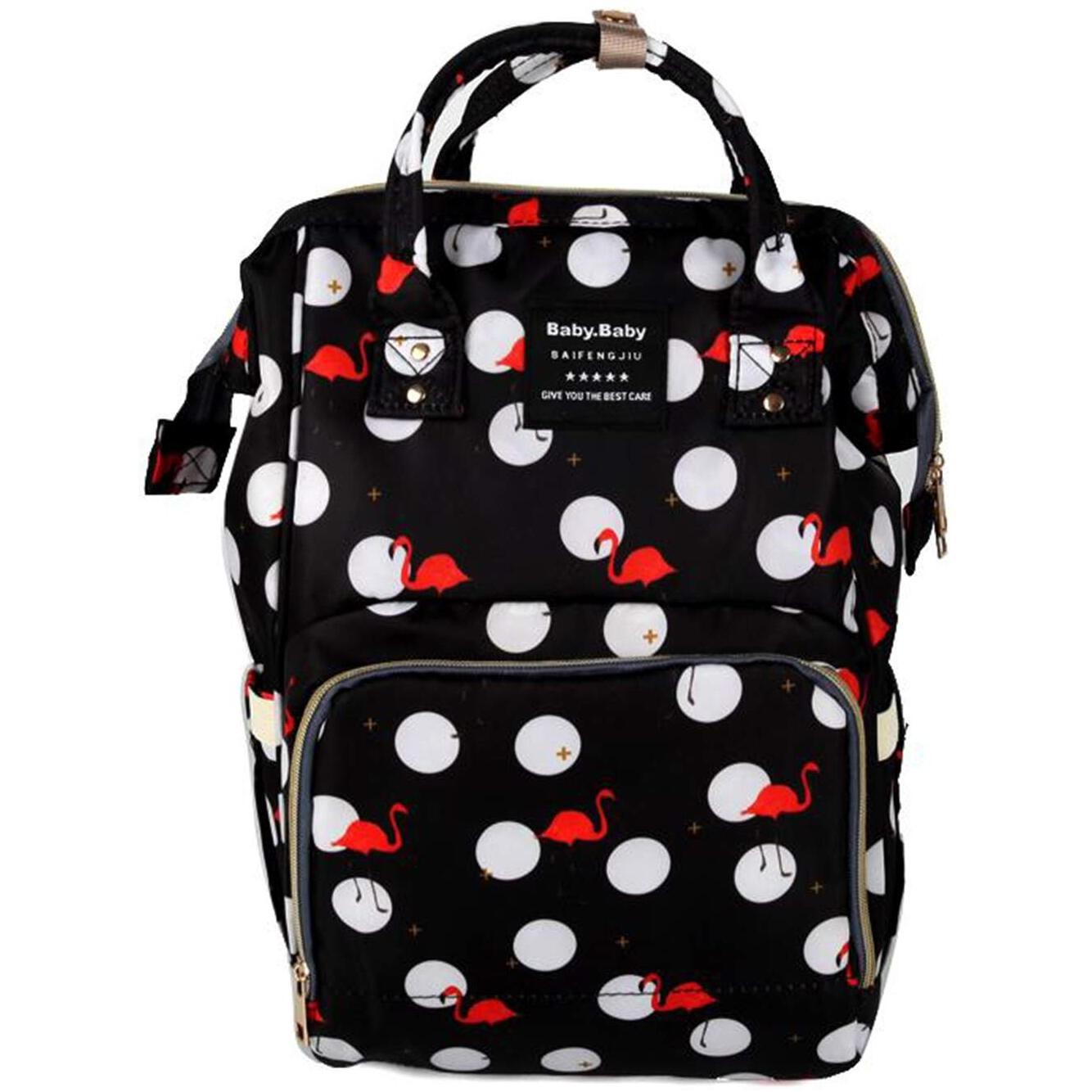 House Of Quirk Baby Diaper Bag Maternity Backpack (Black Flamingo)