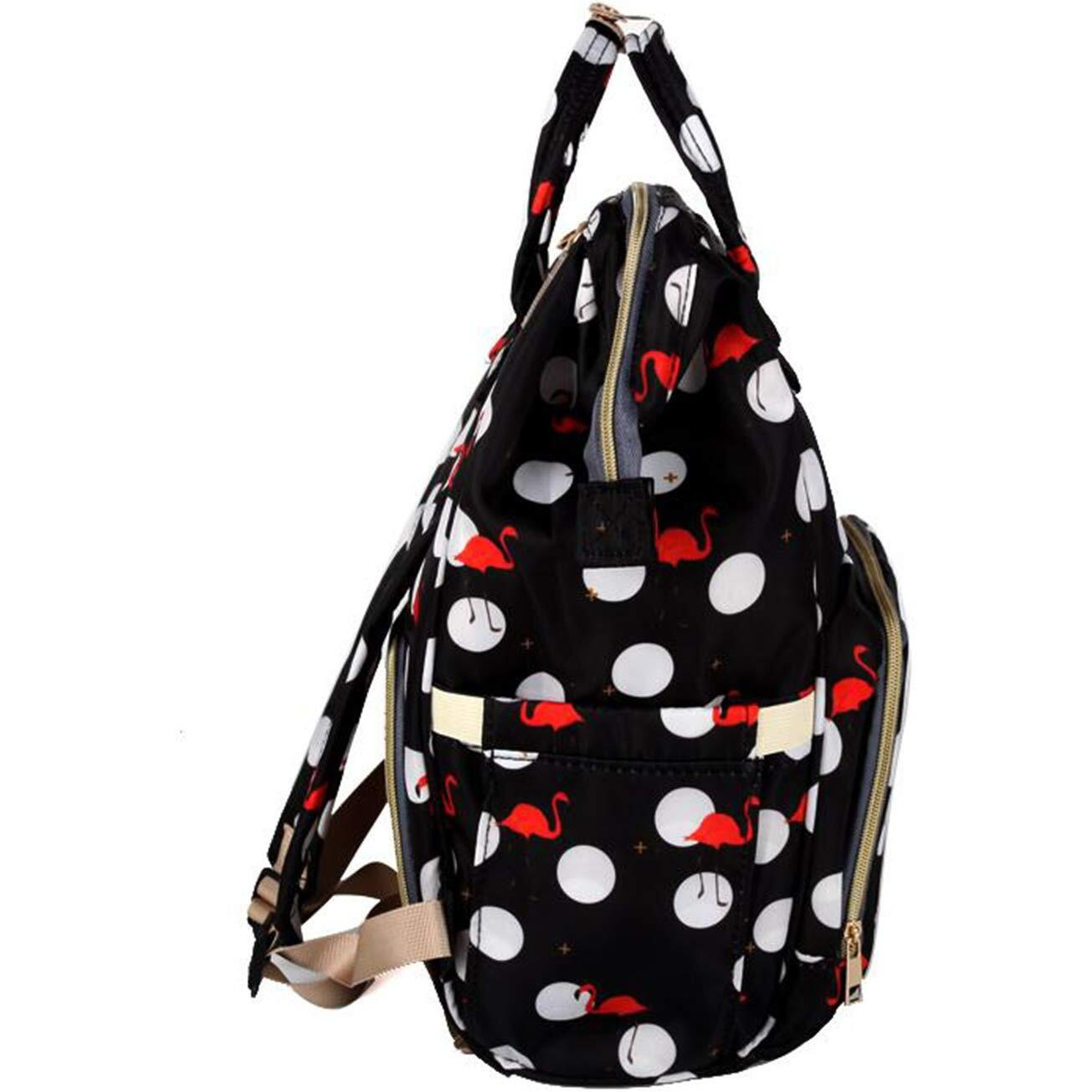House Of Quirk Baby Diaper Bag Maternity Backpack (Black Flamingo)