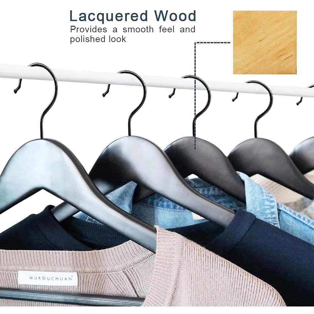 Evolluxi Lotus Wooden Hangers, Solid Wood Shirt Hangers,Dress Coat Jacket Clothes Hangers,With Extra Smooth Finish, 360 Degree Swivel Hook(Retro) (Black, 20)