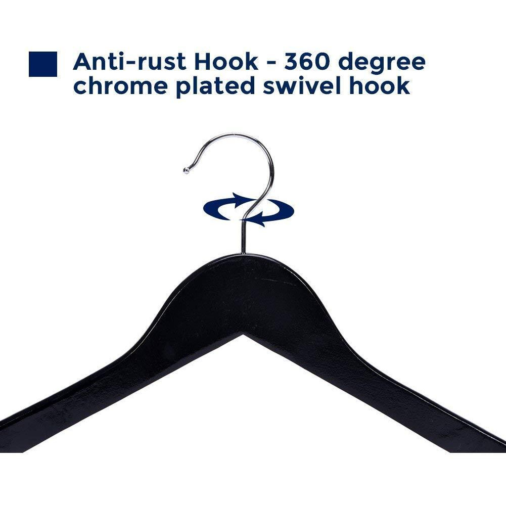 Evolluxi Lotus Wooden Hangers, Solid Wood Shirt Hangers,Dress Coat Jacket Clothes Hangers,With Extra Smooth Finish, 360 Degree Swivel Hook(Retro) (Black, 20)