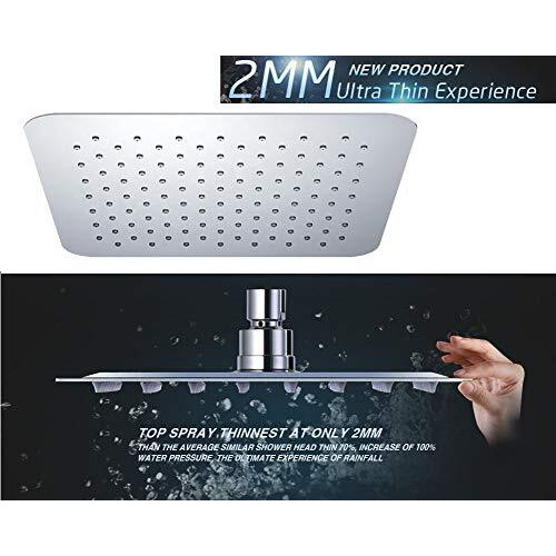 Marcoware Stainless Steel Trident Square Overhead Shower 10X10 Inches Rain Shower Head For Bathroom Without Arm, Mesh Shower Filter Built-In, Chrome, Polished Finish