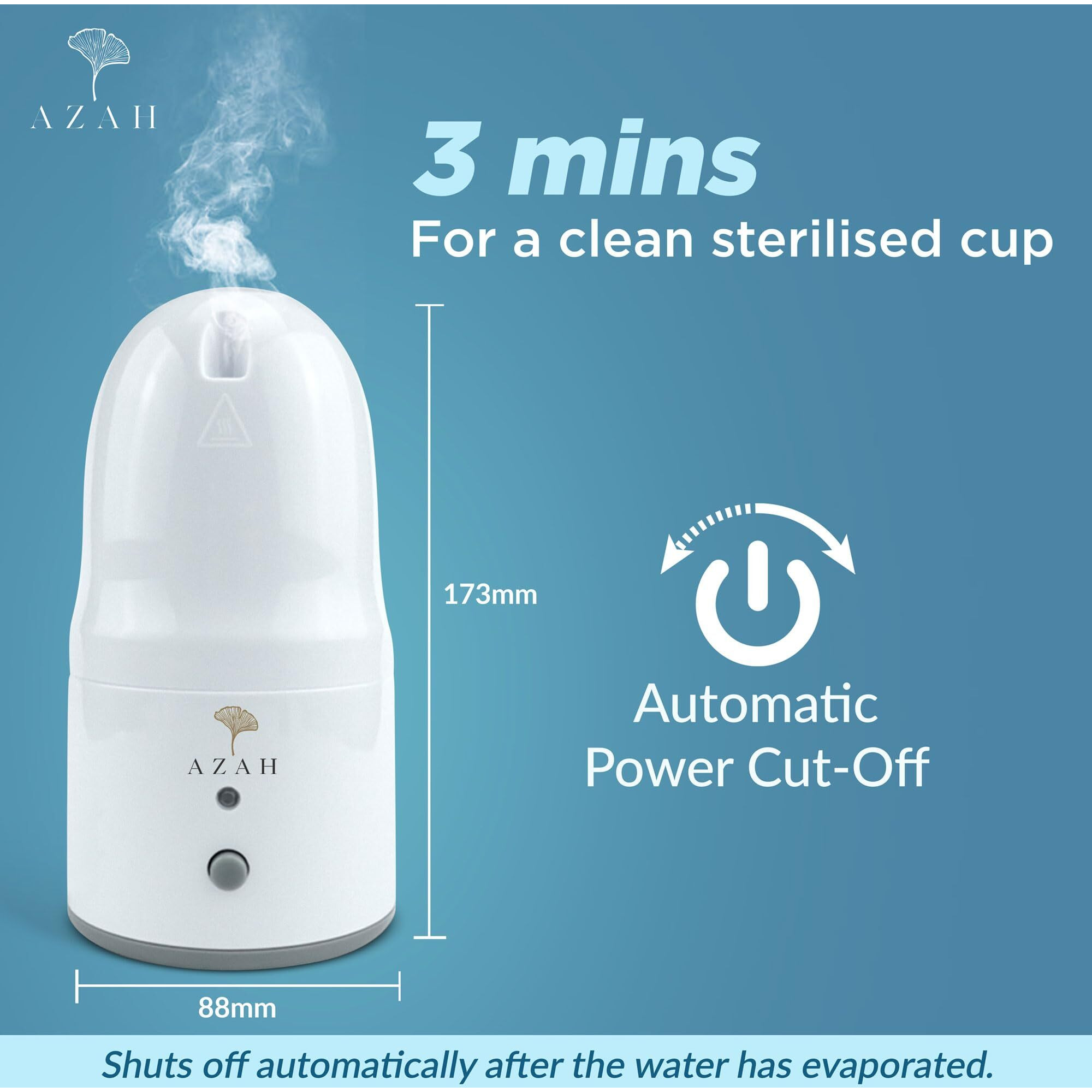 Azah Menstrual Cup Sterilizer | Portable Sterilizer For Menstrual Cup For Women & Girls | Clean Your Cup With Ease | Kills 99.9% Germs In 3 Minutes With Steam | Bpa Free & Auto Power Cut-Off