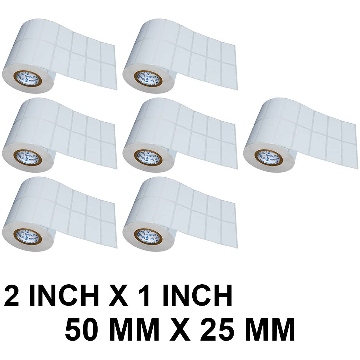 Vcr 2 X 1 Direct Thermal Barcode Label Sticker - 2 X 1 Inches - 50Mm X 25Mm - 2 Ups - 2000 Labels Per Roll - Pack Of 7 Rolls -White Self Adhesive Sticker For Printing Barcoding Labels 1 Inch Core