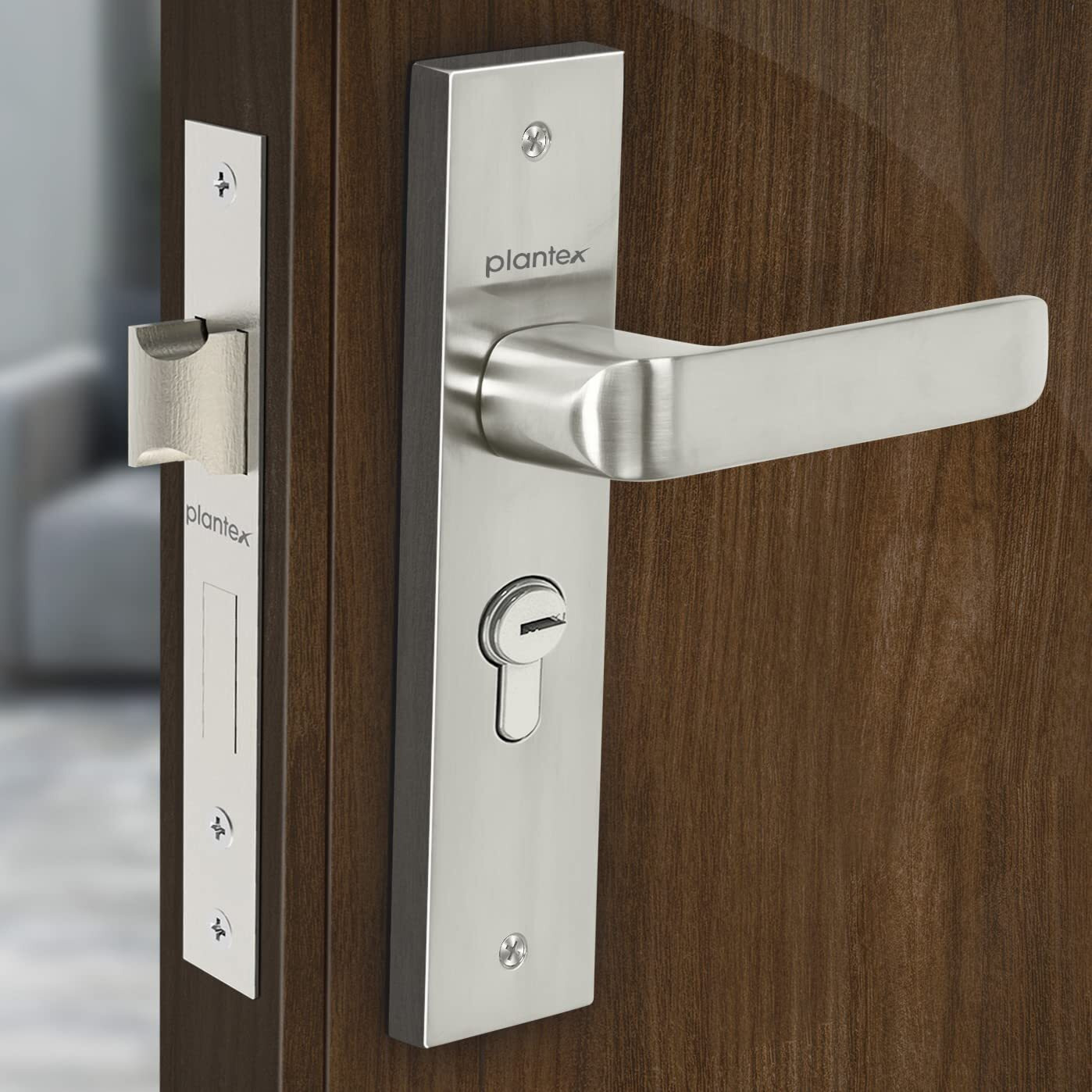Plantex Heavy-Duty Door Lock Set - Main Door Lock Handle Set/ 6-Lever Lock Mechanism With 3 Years Of Warranty/Mortise Lock With 3 Keys, Brass Lock Body & Cylinder(8110 - Matt)