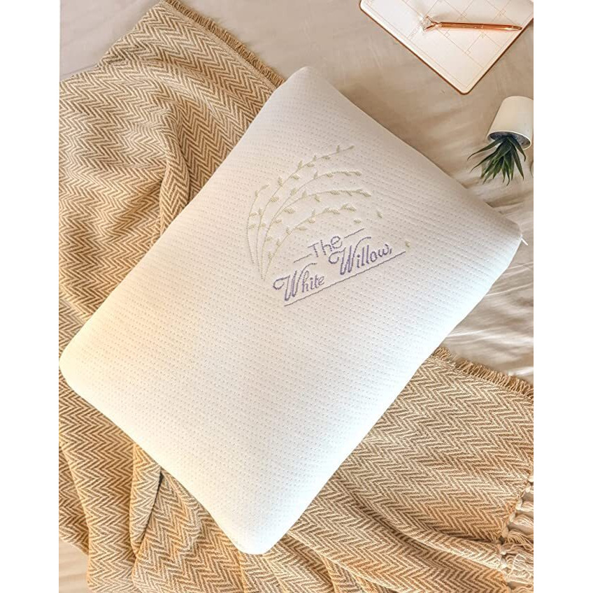 The White Willow Memory Foam Pillow For Neck & Shoulder Pain Relief-Cervical Pillow For Sleeping-Orthopedic Bed Pillow For Back, Side & Stomach Sleepers-Medium Firm- Thick King Size-5" H-Cream