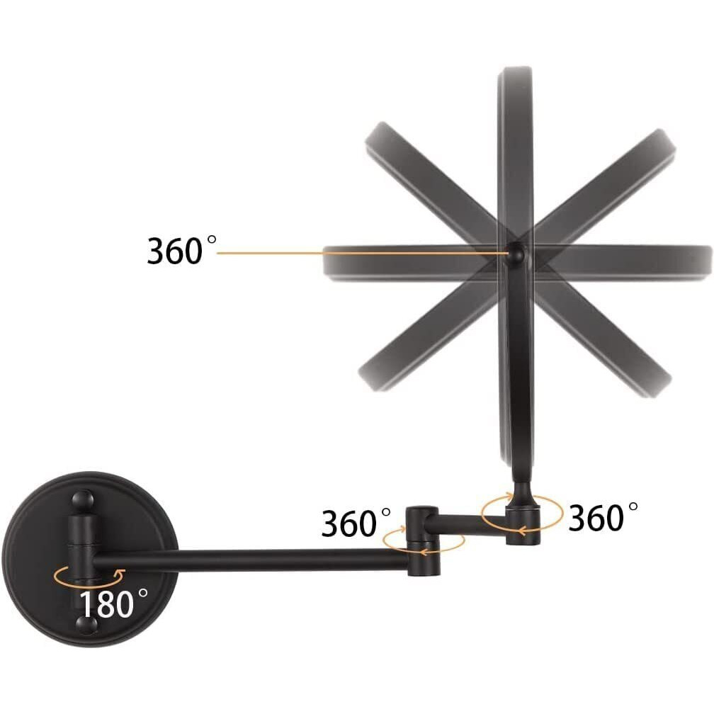 Plantex Premium Brass Magnifying Mirror/Two-Sided 360 Swivel Shaving Mirror With 5X/1X Magnification/Vanity Mirror For Bathroom (8 Inches-Black/Wall Mount)