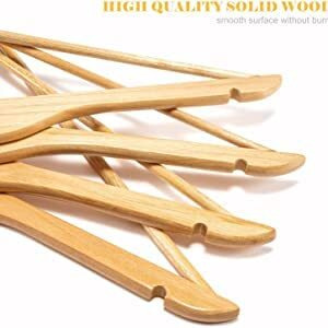 Evolluxi Lotus Wooden Hangers, Solid Wood Shirt Hangers,Dress Coat Jacket Clothes Hangers,With Extra Smooth Finish, 360 Degree Swivel Hook(Retro) (Beige, 24)