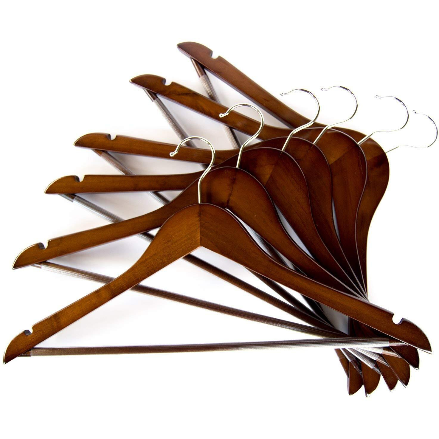 Evolluxi Lotus Wooden Hangers, Diwali Gift Hampers Solid Wood Shirt Hangers,Dress Coat Jacket Clothes Hangers,With Extra Smooth Finish, 360 Degree Swivel Hook(Retro) (Walnut, 24)