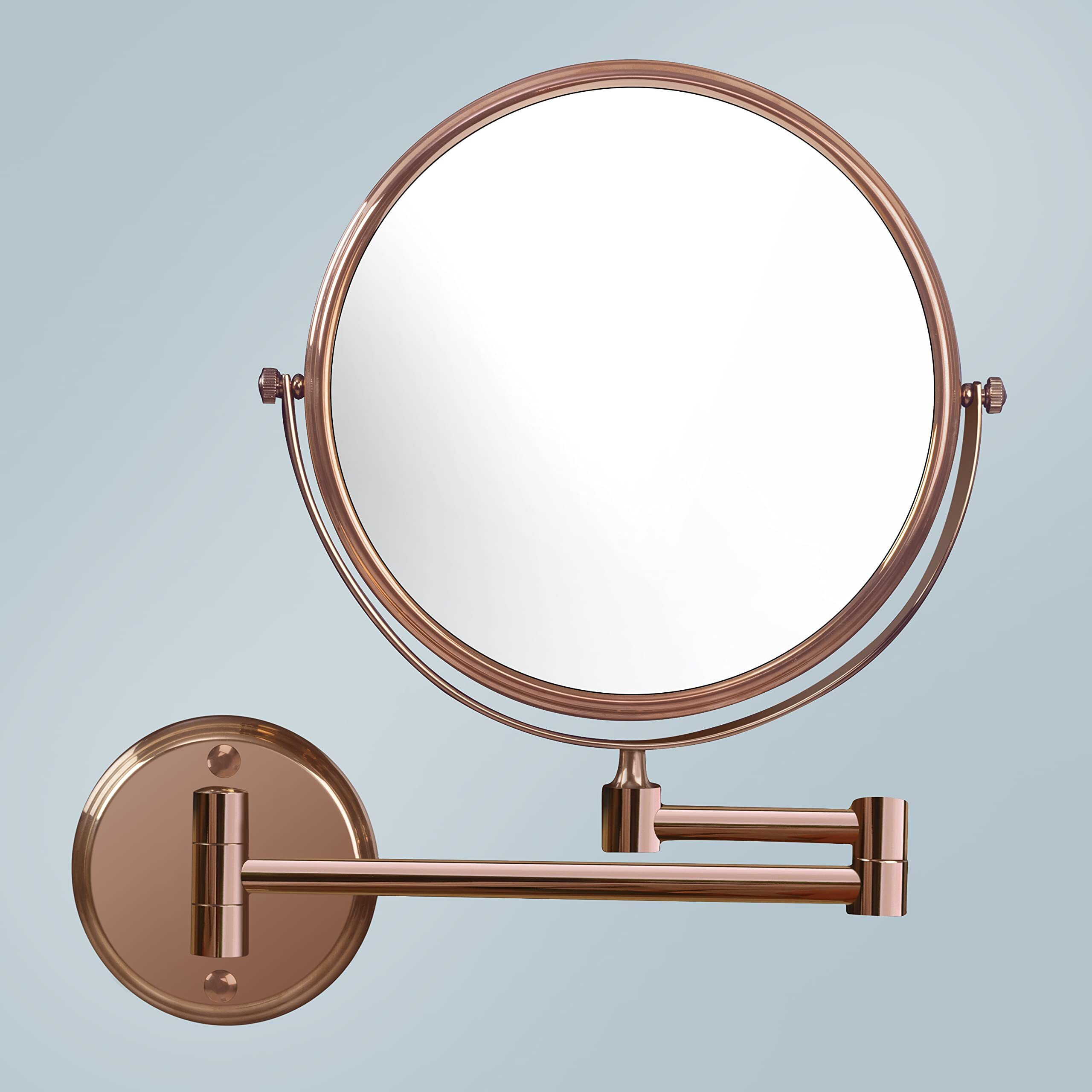 Plantex Premium Brass Magnifying Mirror/Dual Side Swivel Zoom Mirror With 5X/1X Magnification/Vanity Mirror For Bathroom (8 Inches-Rose Gold/Wall Mount)