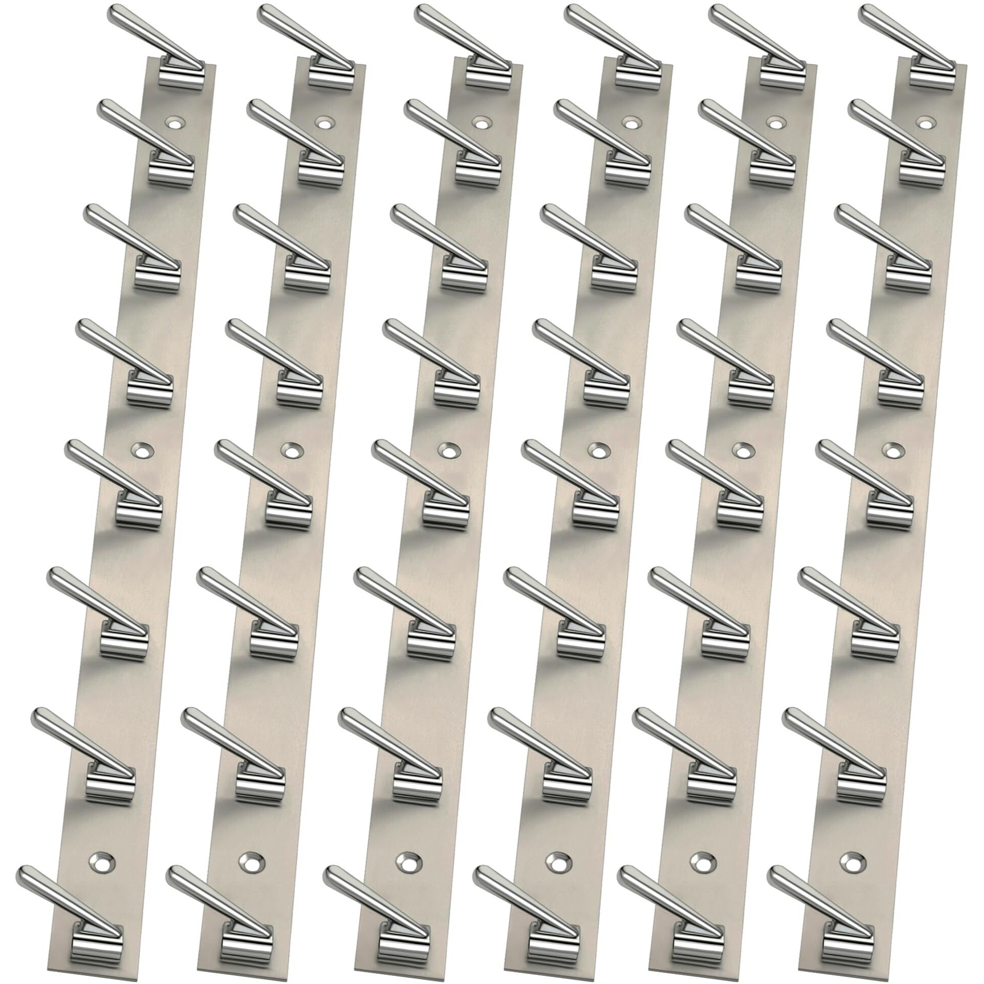 Promixo Stainless Steel 8 Pin Bathroom Clothes Hanger | Hanger For Door | Clothes Wall Mounted,| Hooks Rail For Hanging Keys,Cloth,Towel, Accessories (Pack Of 6)