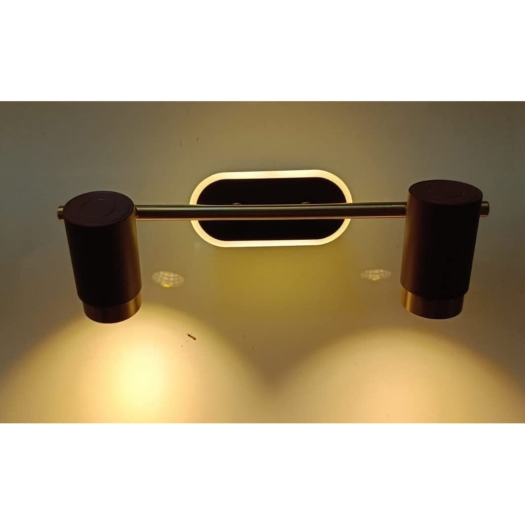 Filliska 3 In 1 Double Wall Spot/Picture/Display/Mirror Light With Adjustable Head And Colour Changing Function (Brown & Gold-587)