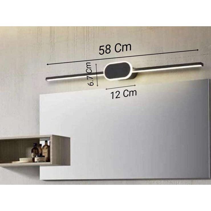 Filliska 18 Watt Modern Led Picture/Dressing/Vanity/Bathroom/Mirror Light With 3 Step Light Mode & Non-Adjustable Head (White, Warm White And Neutral White) (Sleek Black-077)