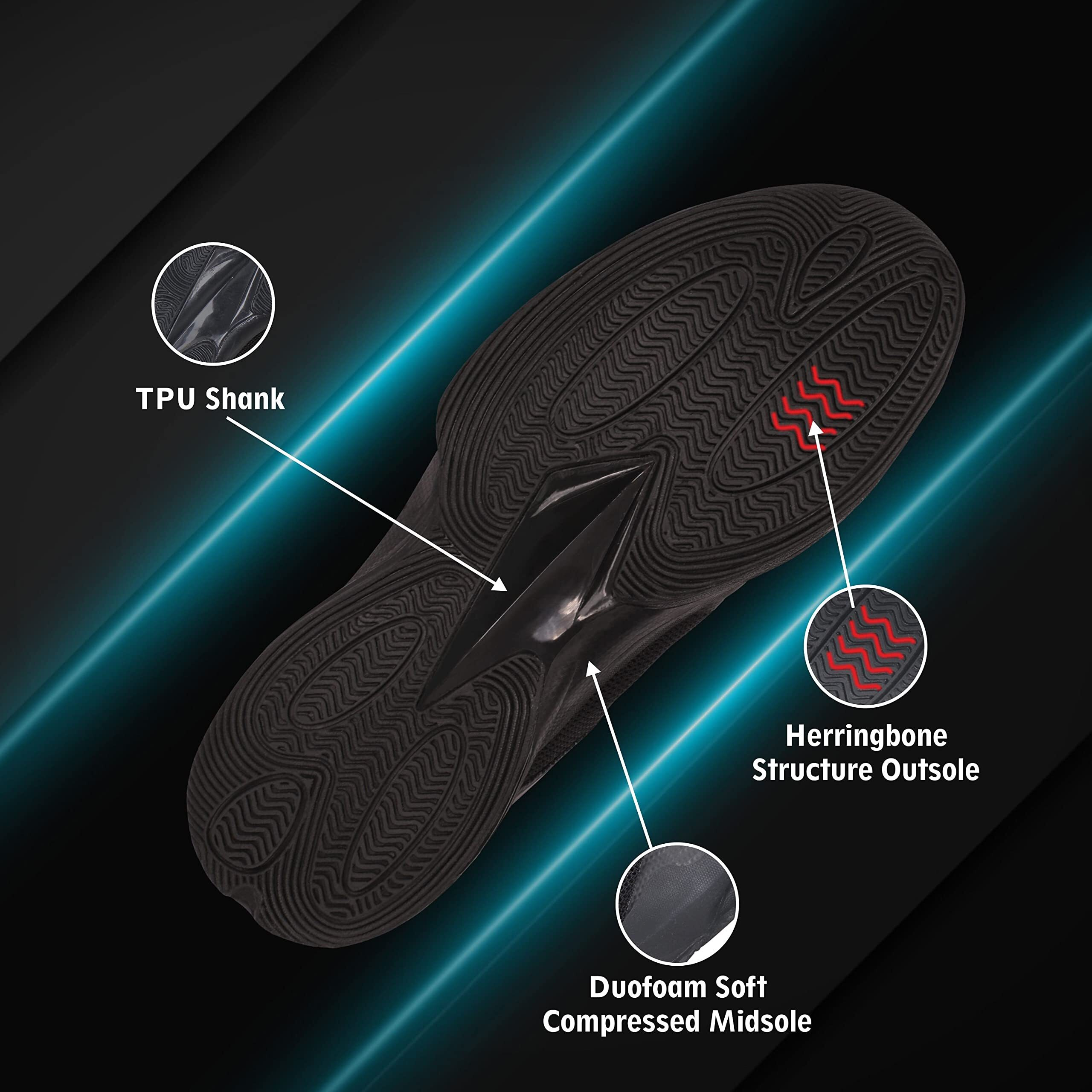 Nivia Combat 2.0 Basketball Shoes For Mens | Phylon, Rubber & Tpu Shank Sole With Spacer Mesh Covered With Tpu Film Upper | Basketball Court Indoor And Outdoor (Black) Uk -6