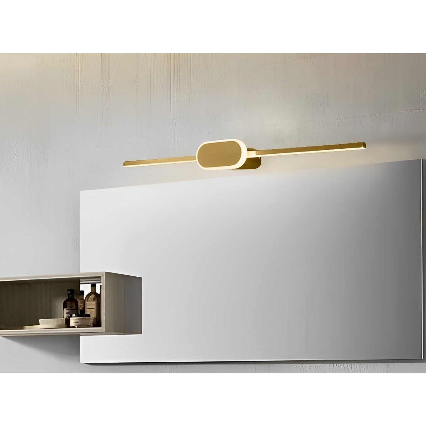 Filliska 18 Watt Modern Led Picture/Dressing/Vanity/Bathroom/Mirror Light With 3 Step Light Mode & Non-Adjustable Head (White, Warm White And Neutral White) (Sleek Gold-077)