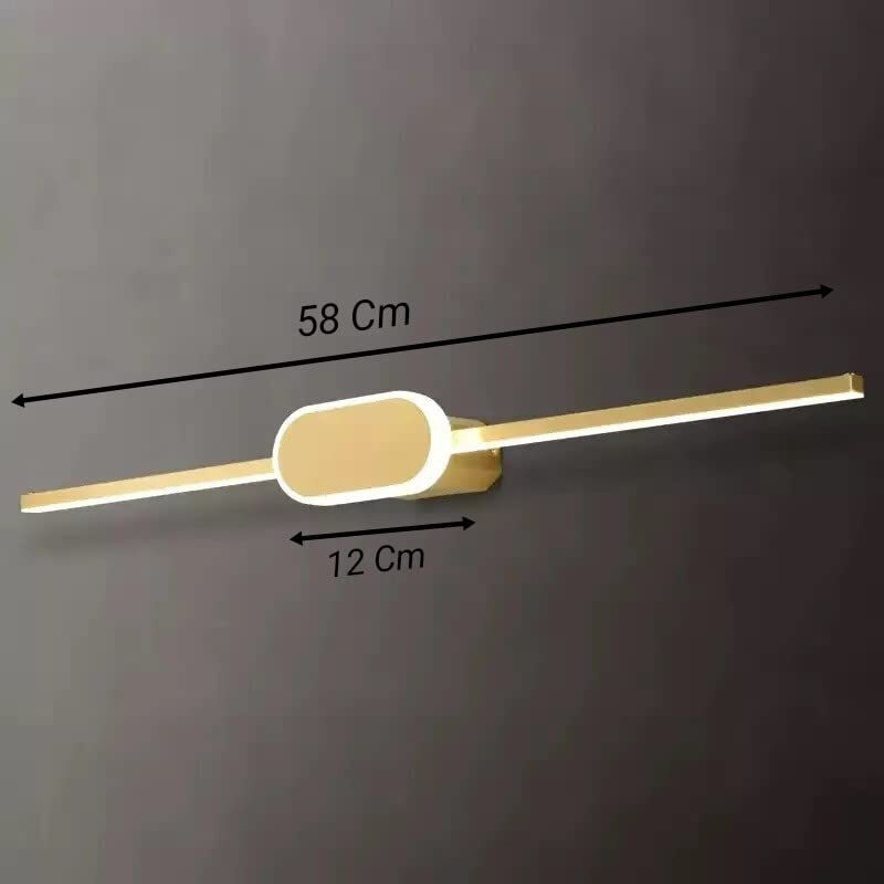 Filliska 18 Watt Modern Led Picture/Dressing/Vanity/Bathroom/Mirror Light With 3 Step Light Mode & Non-Adjustable Head (White, Warm White And Neutral White) (Sleek Gold-077)